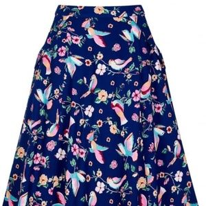 COLLECTIF VINTAGE THEODORA BIRD FLARED SKIRT